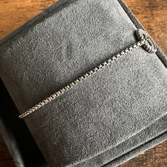 David Yurman Petite Cross Chain Bracelet w/ White Diamonds & 18K Gold Adjustable - Picture 9 of 14